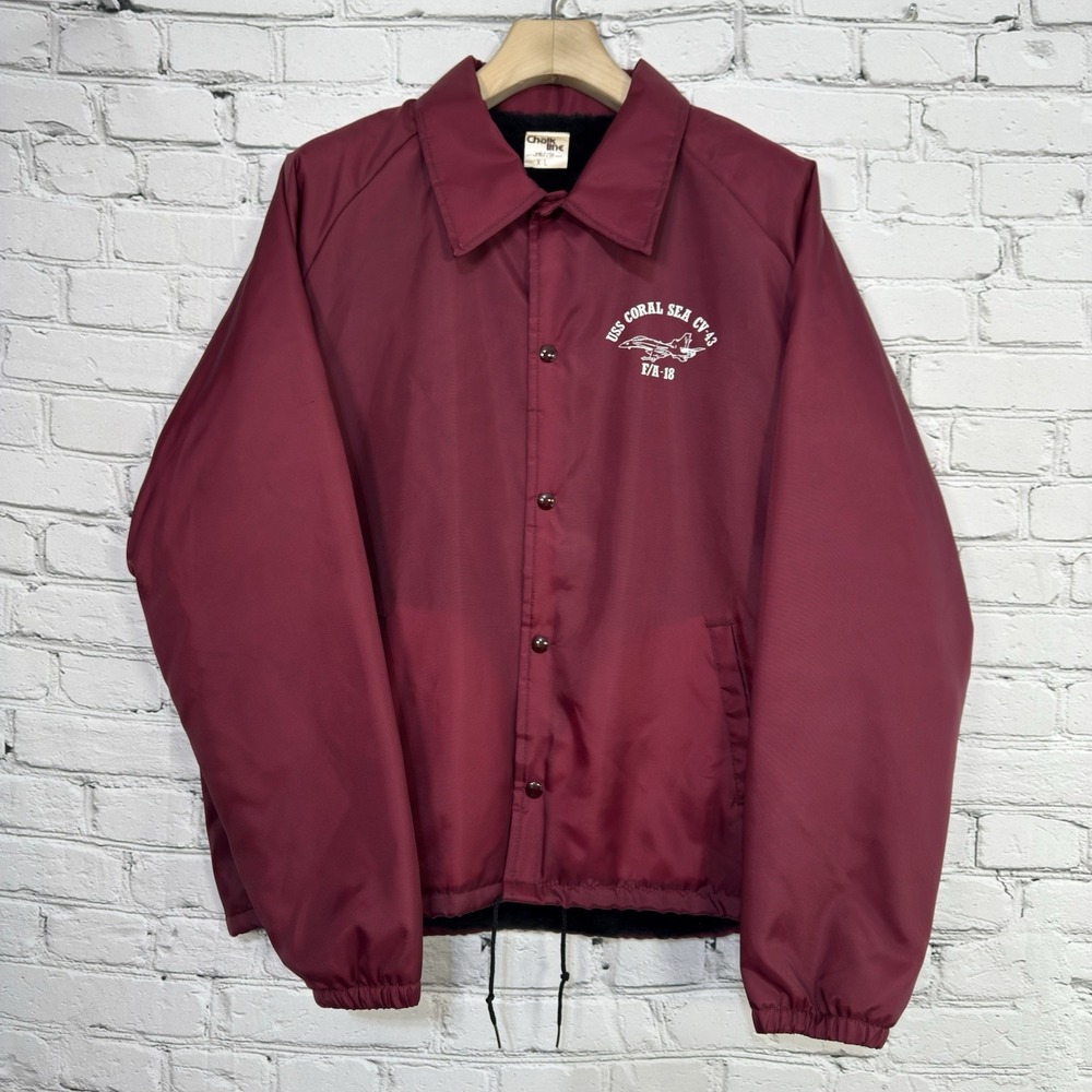 Vintage Chalk Line USS Coral Sea CV-43 F/A-18 Snap Coaches Jacket XL Lined USA